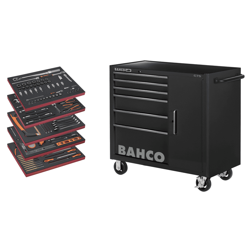 Tool Trolley General Purpose Tool Kit - 187 pcs 1475KXL6CBK-FF6