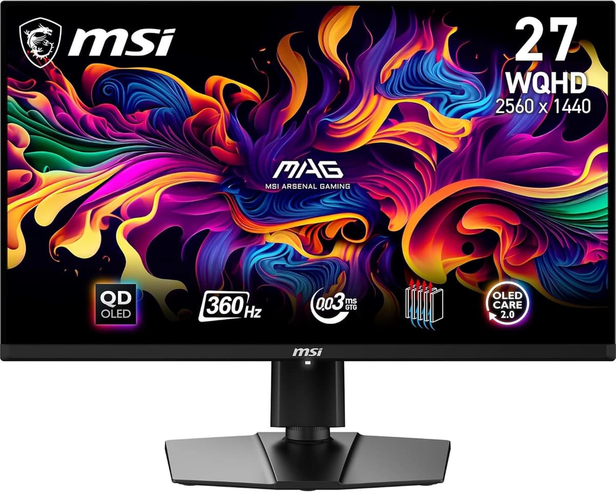 MSI MAG 271QPX QD-OLED écran gaming 26.5 pouces WQHD - Dalle 2560 x 1440 Quantum Dot OLED, 360Hz / 0,03ms, 99.1% DCI-P3, DisplayHDR True Black 400 - DP 1.4a, HDMI 2.1, USB Type-C